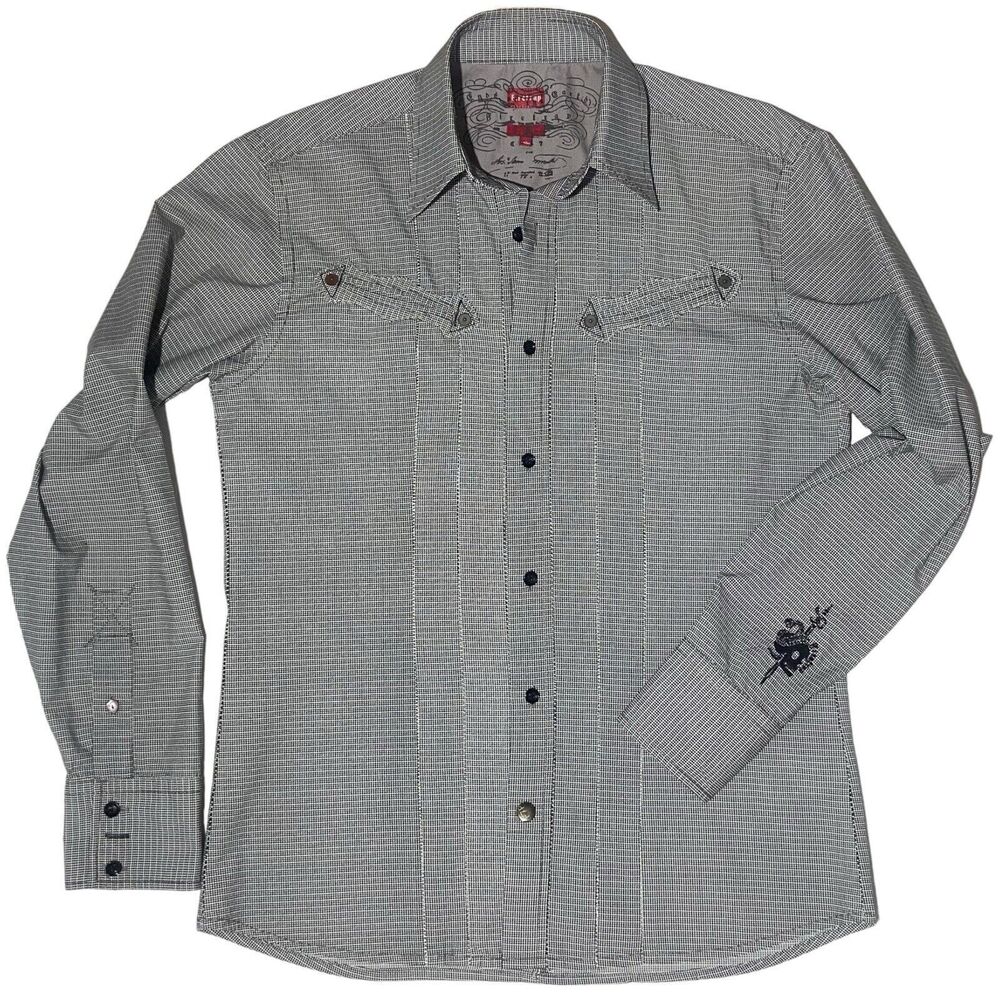 Firetrap Men's Long Sleeve Casual Button Shirt Size M Black & White Crow's foot